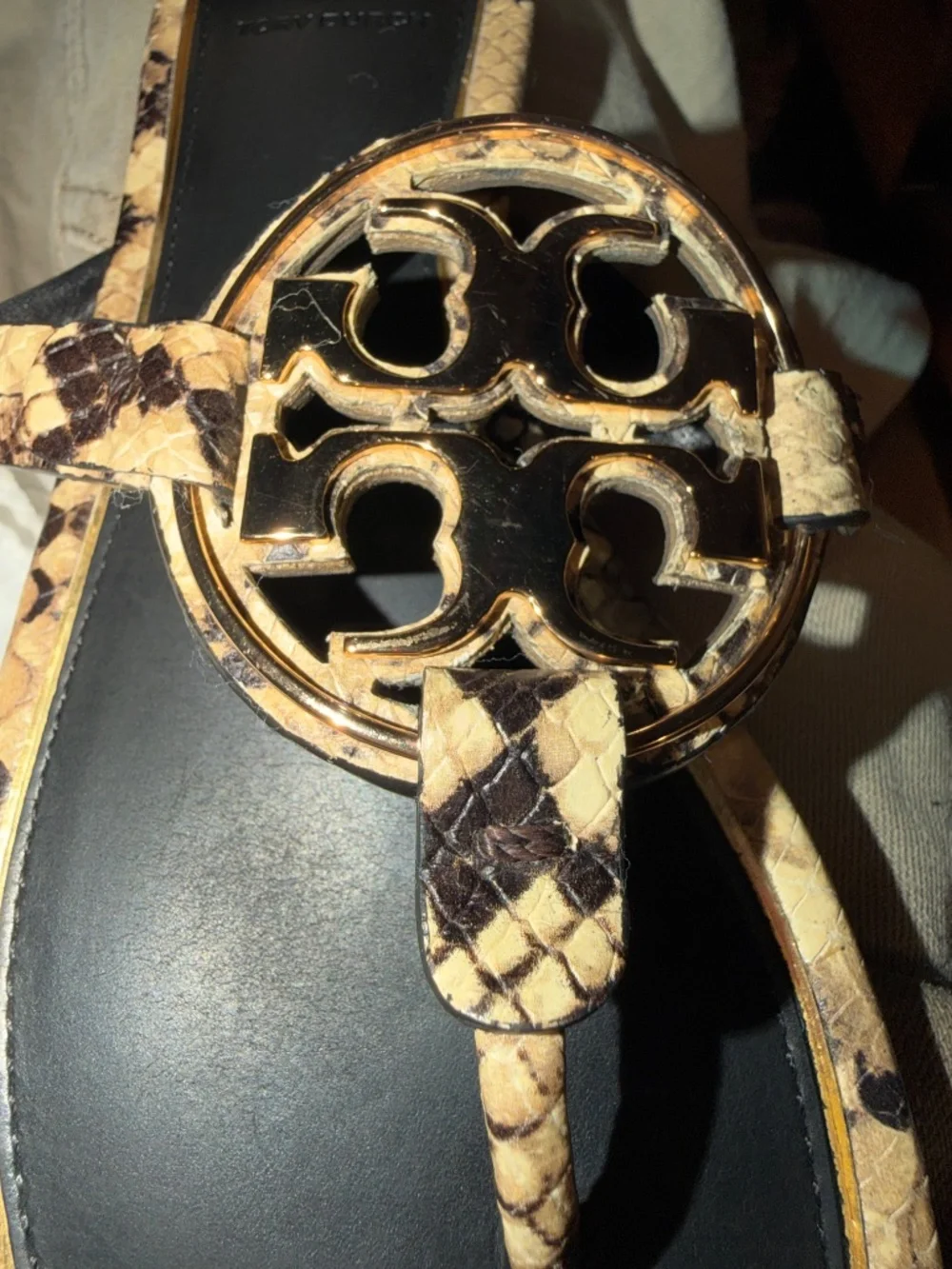 Tory Burch Miller Snakeskin Sandals Flats 6